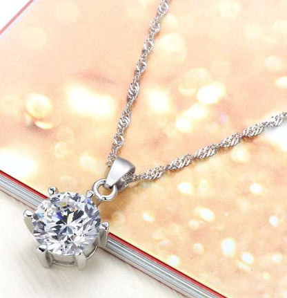 Zirconia crystal Pendant necklace - 925 sterling silver