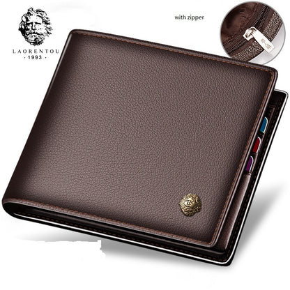 Luxury Men's wallet in the colors black and brown with zipper