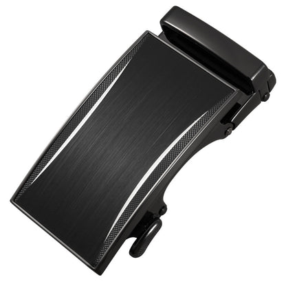 Men's leather belt black with automatic buckle.