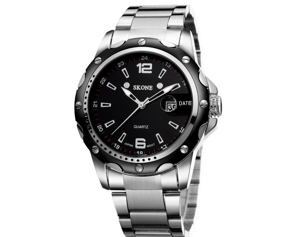 Heren Horloge -Quartz Japans uurwerk-Skone zwart -RVS