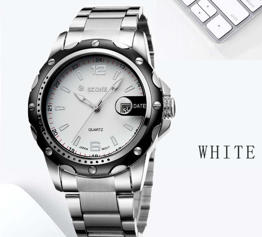Heren Horloge -Quartz Japans uurwerk-Skone wit -RVS